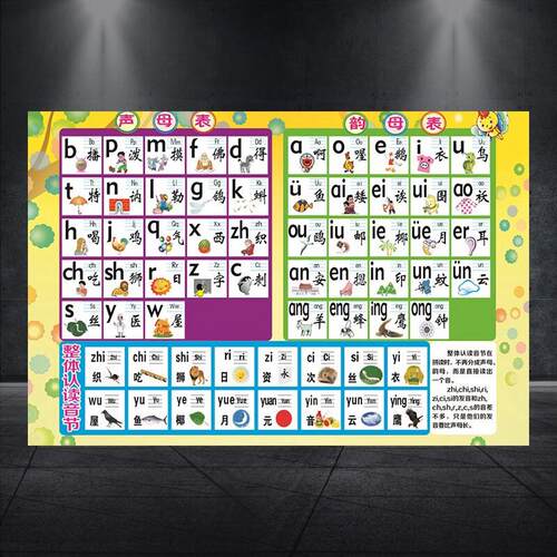 小学汉语拼音声母韵母拼读全表挂图字母表整体认读音节表海报389