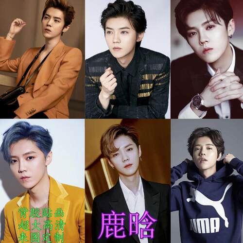 鹿晗海报男演员歌手明星贴画贴纸壁画装饰画室内来图定制宿舍自粘