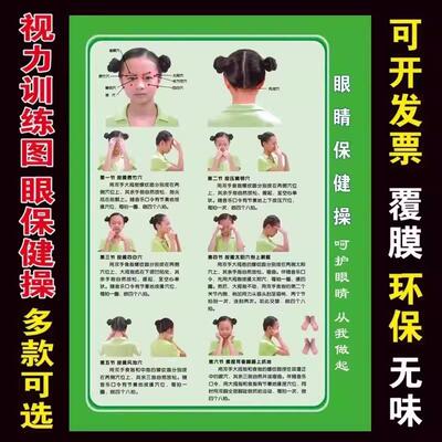 包邮中小学生眼睛保健操图片宣传海报保护视力望远远视表墙贴挂图