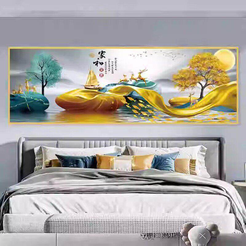 主卧自粘贴画墙纸画锦绣江山风水壁画客厅房间卧室床头装饰画挂画
