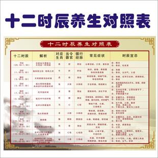 十二时辰养生图中医院养生馆挂图 养生文化宣传海报子午流注穴位