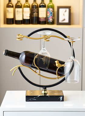 倒挂红酒杯架子客厅玄关酒柜电视柜轻奢高档装Q饰品摆件悬挂酒瓶