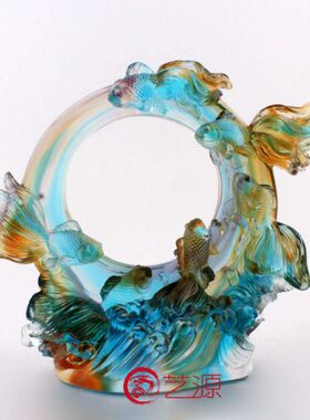 礼物乔迁礼品连金贺寿玉琉璃摆件堂年有余满饰品结婚生日创意家居