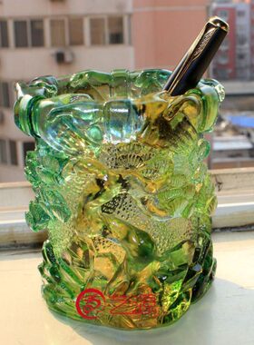 教师强琉璃笔筒合作共赢创意礼物老师办公实用摆件强手节联送礼品