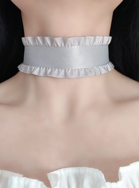 气质颈链宽边遮颈纹脖子装饰挡脖A子疤痕颈部饰品荷叶边脖链脖圈