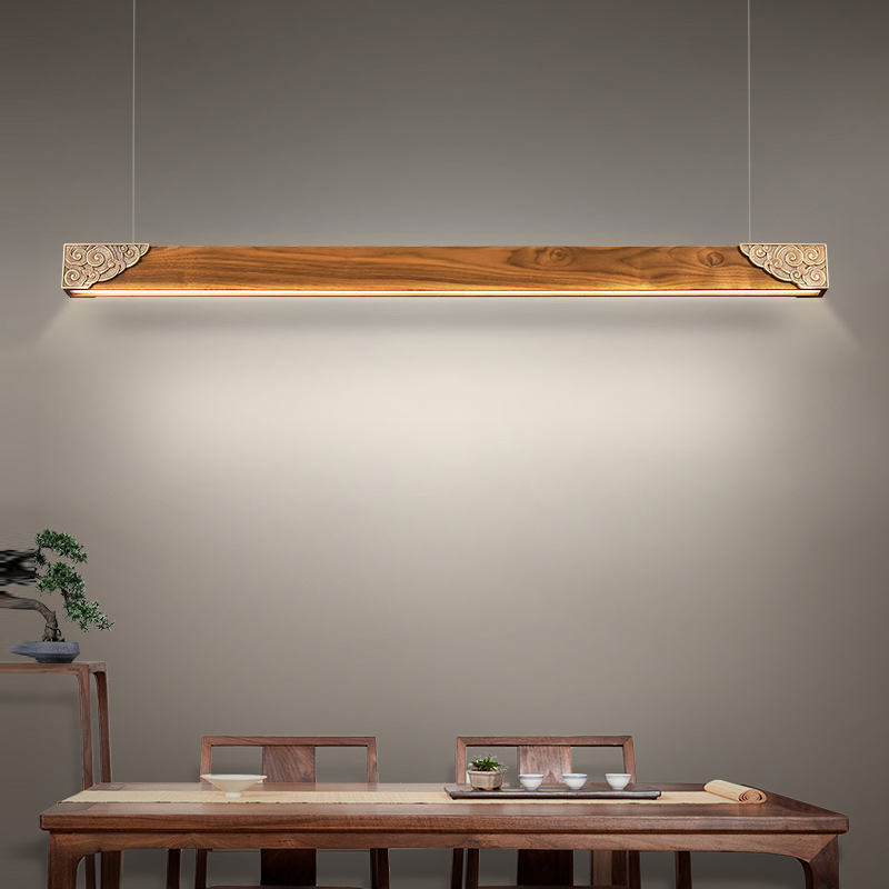 新中式茶室吊灯禅意吧台装饰灯具现代H简约客厅灯创意长条餐厅吊