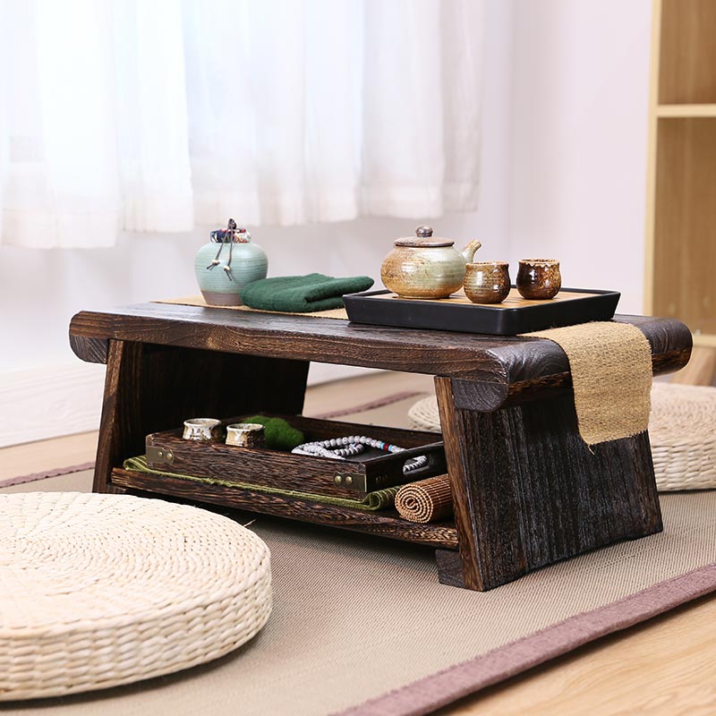 实木榻榻米茶几日l式飘窗小桌子摺叠家用炕桌学习桌小茶几窗台矮