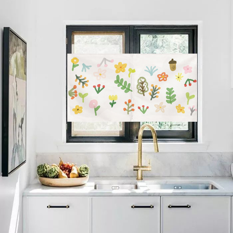 出餐口厨房半帘布艺门帘隔断帘柜子遮丑书柜S遮挡帘防油烟定制