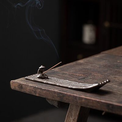 办公仿古摆件家用线香插香寒江孤陶瓷影卧香炉创意香薰炉香座托