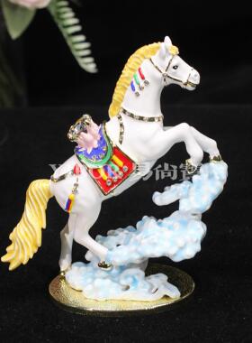 金属工艺品珐琅彩摆件招财白马生肖马年创意家居装饰开业文创礼品