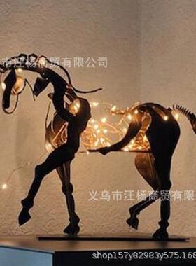 跨境新品阿多尼斯镂空雕塑马HorseSculptureAdonis桌面金属工艺品