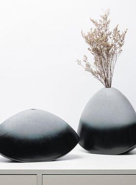 新中式创意树脂水墨花花器摆件软装样板房售楼部餐桌面家居饰品