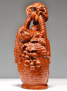 花梨实木质花篮大丰收摆件五谷丰登家居客厅摆设公装饰工艺礼品