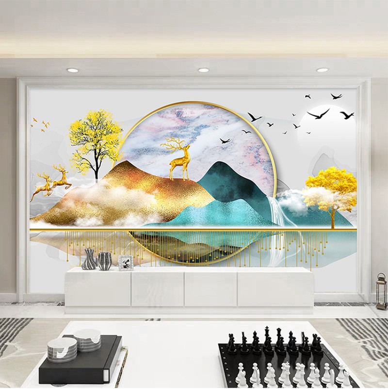 8d北欧电视背景墙壁纸现代简约立体墙纸3d网红O客厅装饰壁画5d墙图片