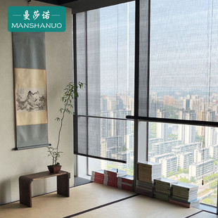 细丝竹帘窗帘卷帘禅意装 新中式 饰隔D断阳台遮光透景意境升降手拉