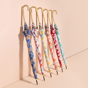 长柄伞黑胶遮阳伞直杆自动晴雨两用防晒防紫外线防风Y伞日系清新