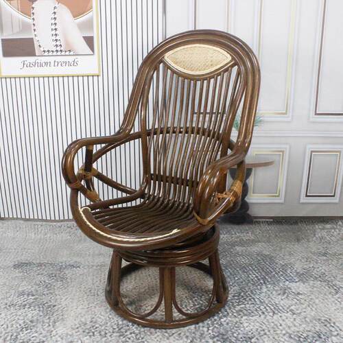 家用滕椅靠背椅天然真藤藤编旋转椅子阳台茶桌椅藤椅三件套电脑椅-封面