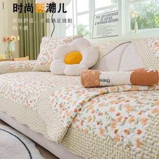 防滑沙发垫田园坐垫布艺四季通用风巾全棉小清新原木盖皮沙发套罩