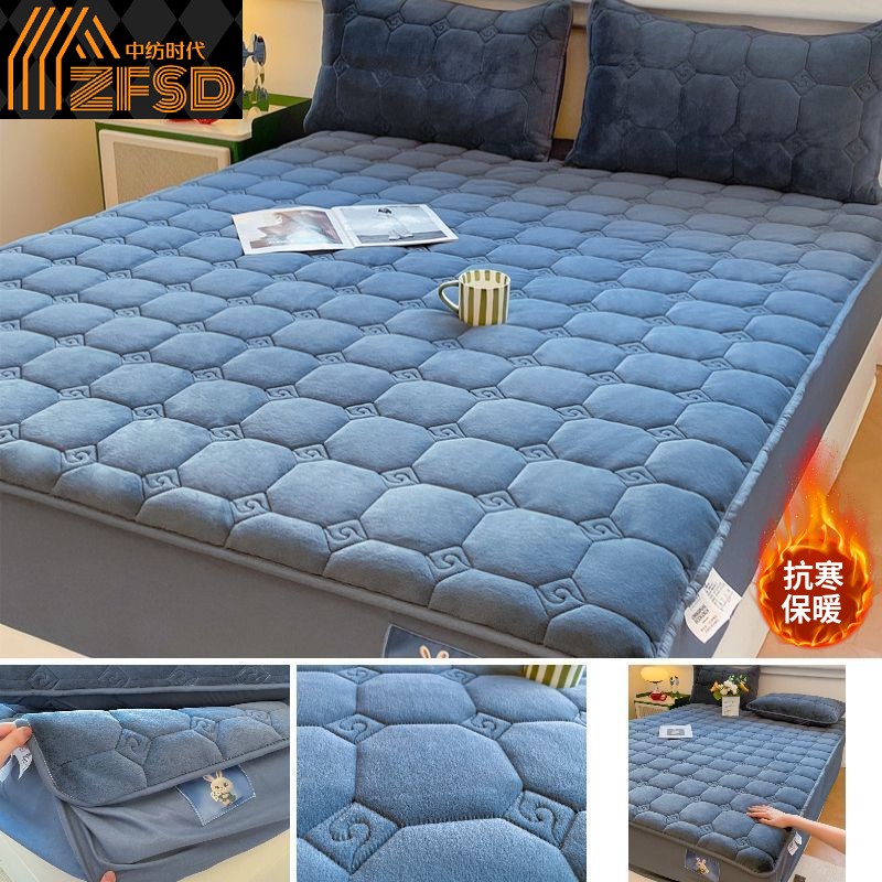 全包加厚加e绒床垫套冬季兔绒床笠床套单件床罩防滑床单毛绒保护