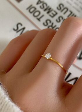 人新款潮胖钻粗胖MM食指指环大码时尚个性2023迷你年手戒指女极细