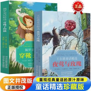 夜莺与玫瑰穿靴子 猫儿童文学绘本精选故事书世界文学瑰宝寓言