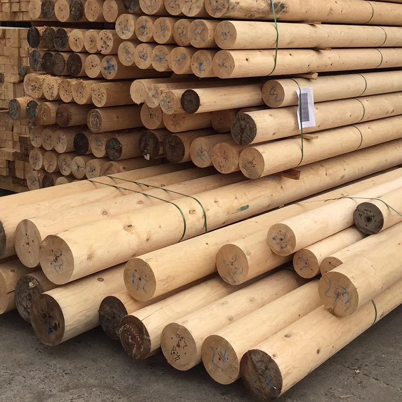 铁杉木圆柱 樟子松圆木建筑防腐木 古建花旗松圆木圆柱