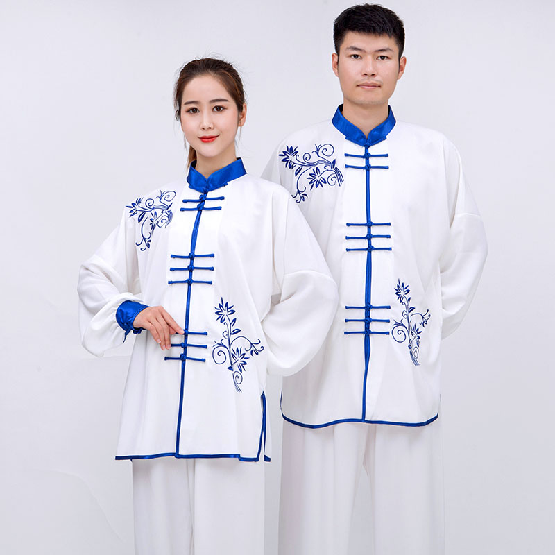春夏款青花瓷刺绣太极服嘉嘉棉男女武术表演服团R体比赛服太极拳