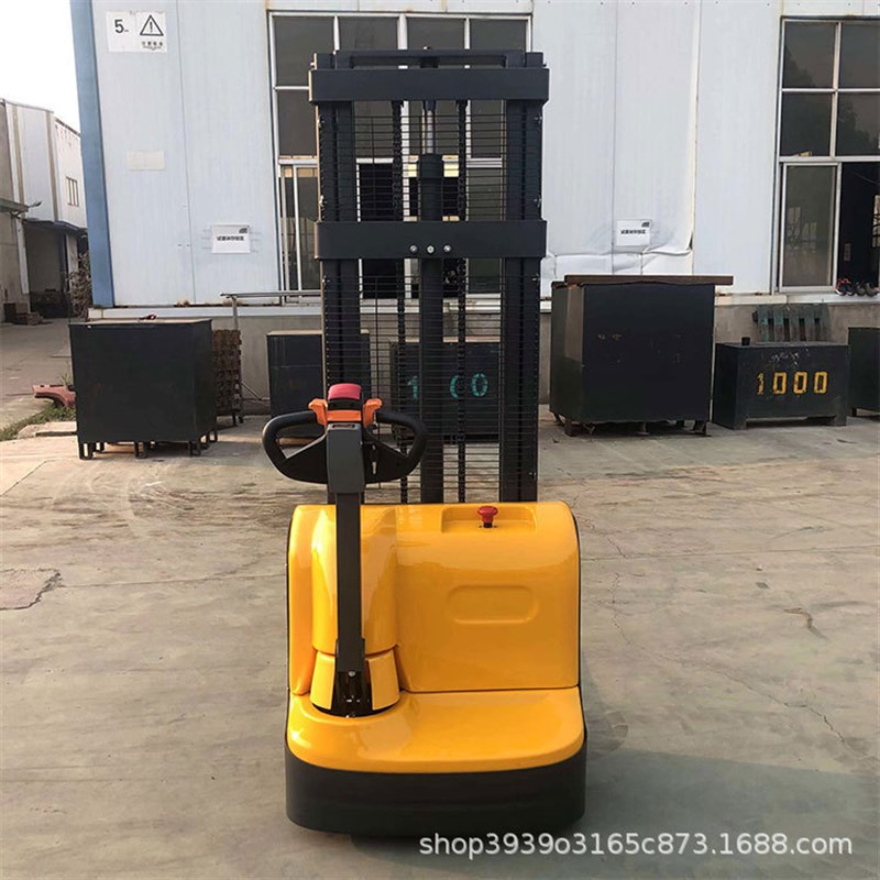 步行式升高车1.5吨搬运堆高电动叉车自动升高货物步行式升高叉车