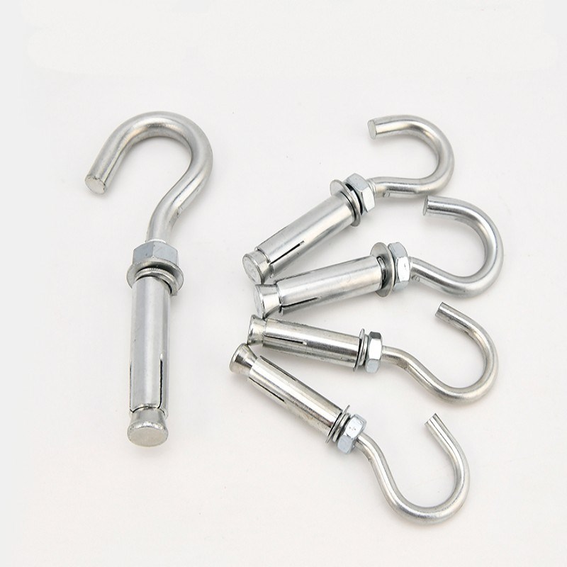 金属膨胀勾弯钩挂钩镀锌铁澎涨吊扇钩问号钩国标螺纹加粗