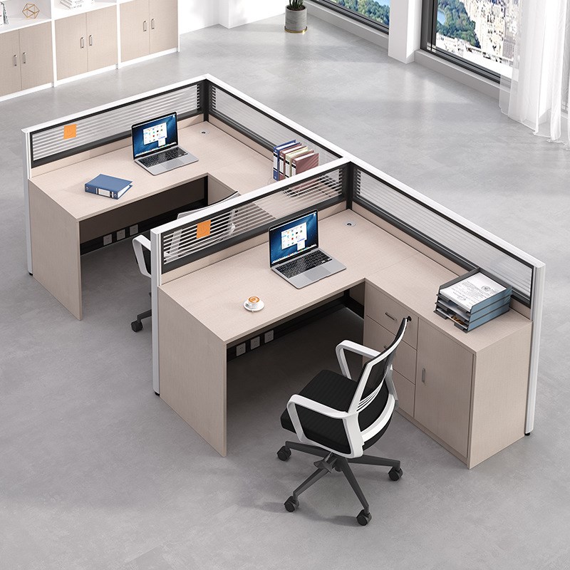 简约现代职员电脑桌十字型4人位屏风卡位工位办公室办公桌椅组合