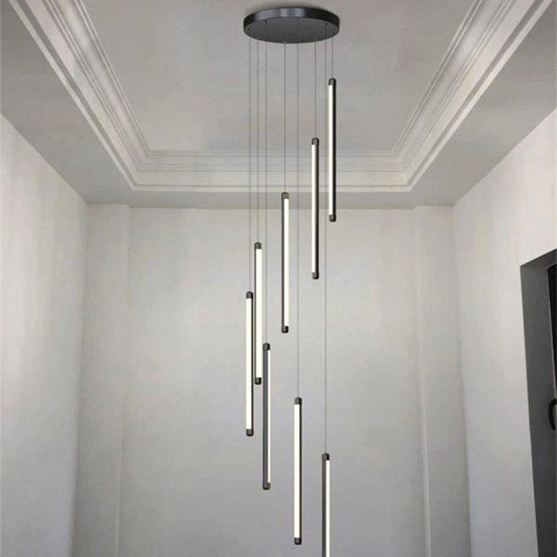 现代楼梯吊灯复式楼别墅长线多头新款挑空客厅旋转中空灯直供