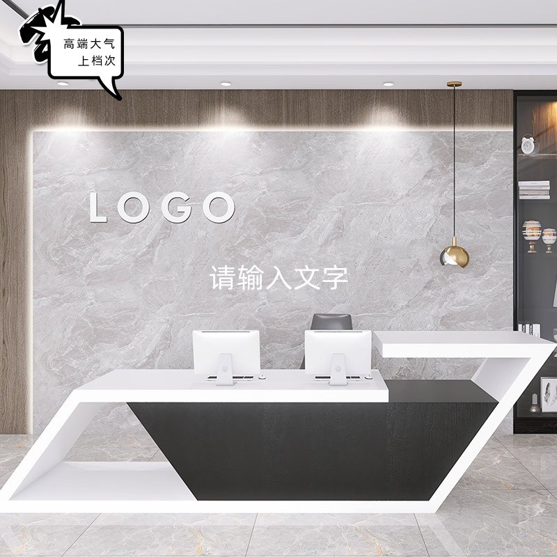 公司前台背景墙装修墙纸3d立体工作办公室logo形象墙装饰壁纸