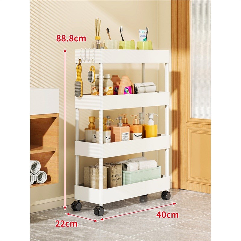 夹缝置物架门后缝隙柜客厅超窄款收纳柜极窄多层收纳架带轮小推车