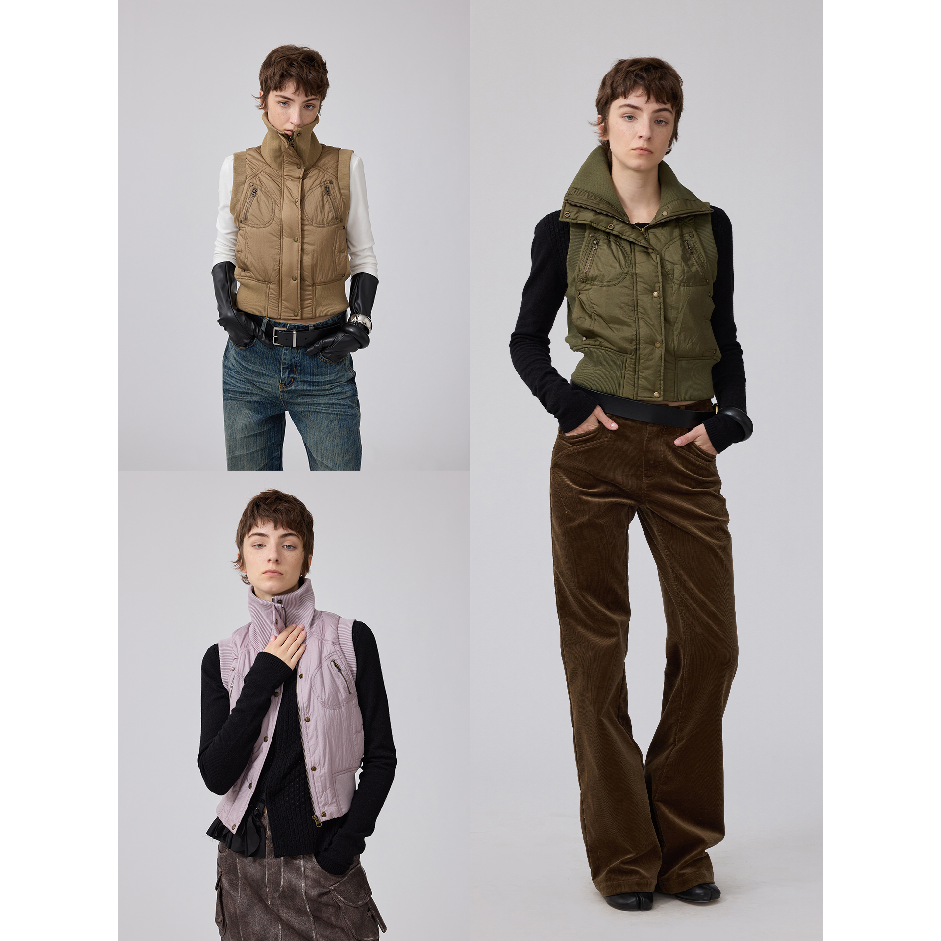 1C00M4短款工装棉服马甲