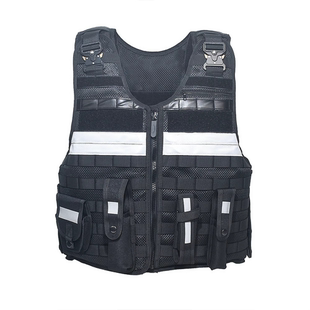 龙章御战术荧光黄反光防C背心浸胶片PE内胆黑色软质马甲快拆塑钢