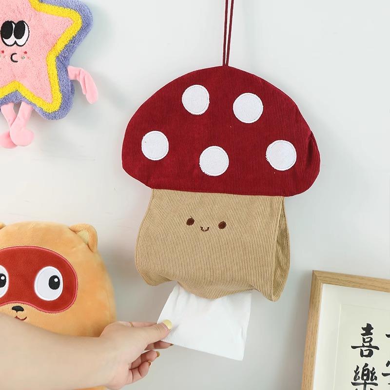 蘑菇纸巾盒客厅壁挂式卫生纸盒床头纸巾挂袋化妆室卷筒卫生纸洗脸