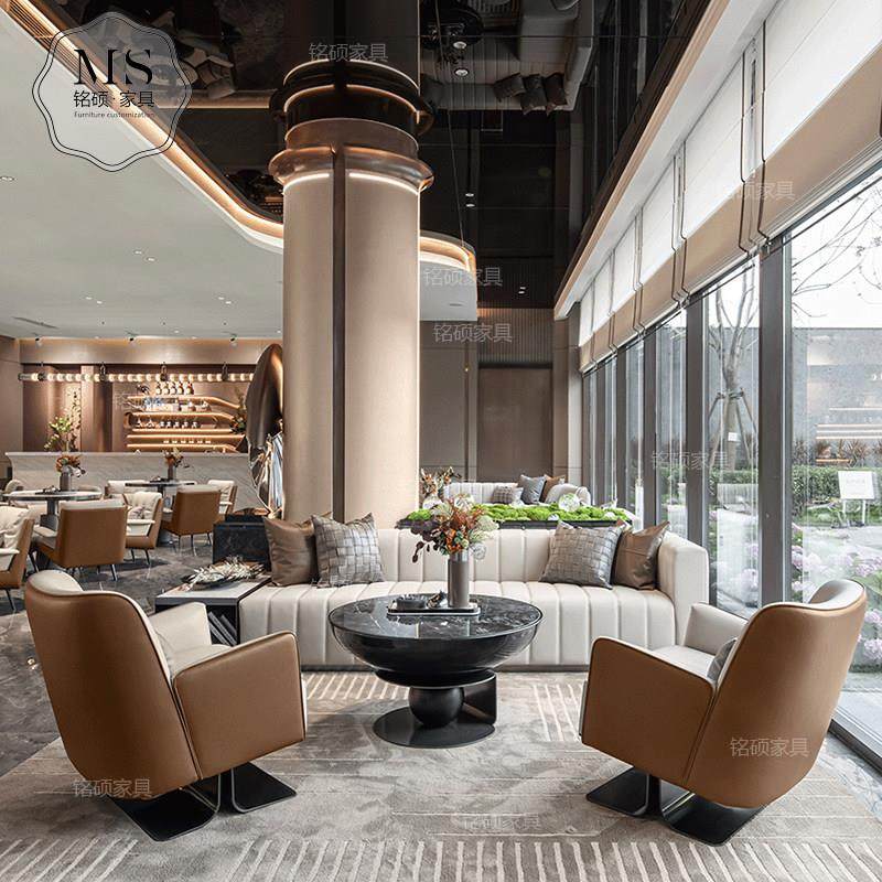 样品屋展示中心大堂意式轻奢接待沙发茶几组合酒店创意休闲椅会所,住宅家具,皮艺沙发,淘宝优惠券,粉丝福利购,淘宝优惠卷
