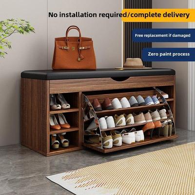 家庭安装免翻斗鞋柜凳一体入口门穿换鞋凳坐式鞋架多层储物架