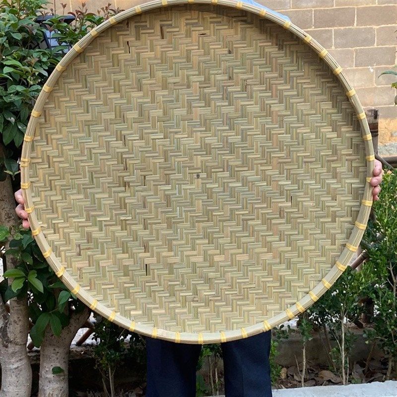 竹筛子手工簸箕竹编制品竹匾晒干货农家用大号圆筲簸箕装饰晾琴萱