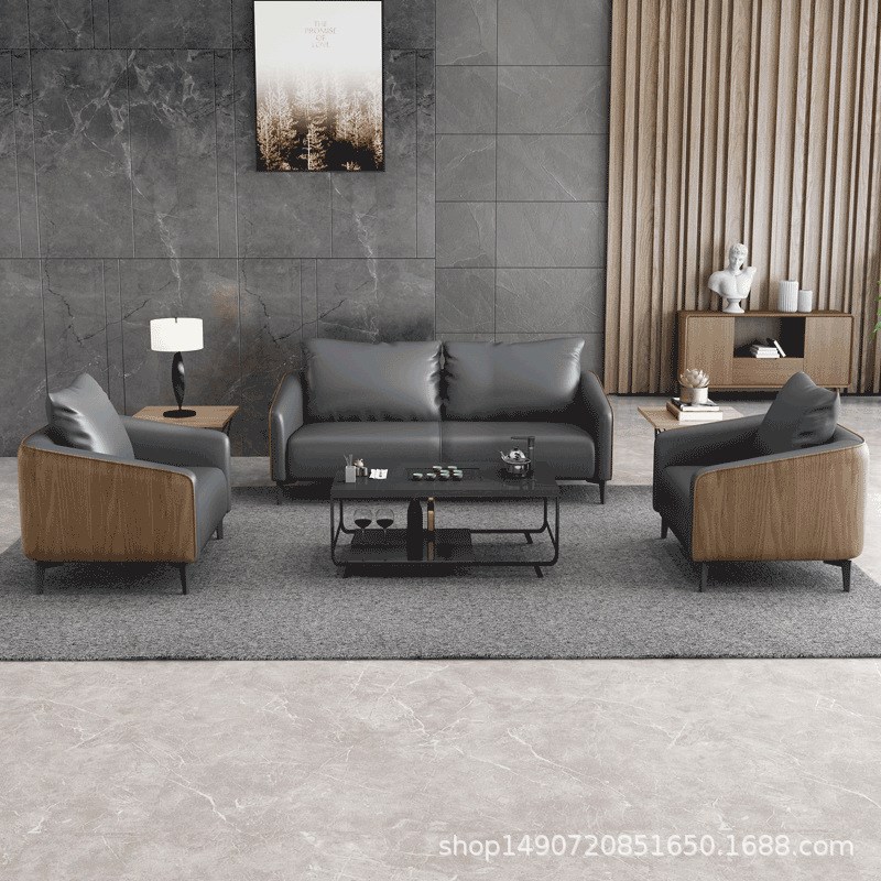 商务办公沙发简约现代茶几组合套装三人位公司接待室定制办公家具