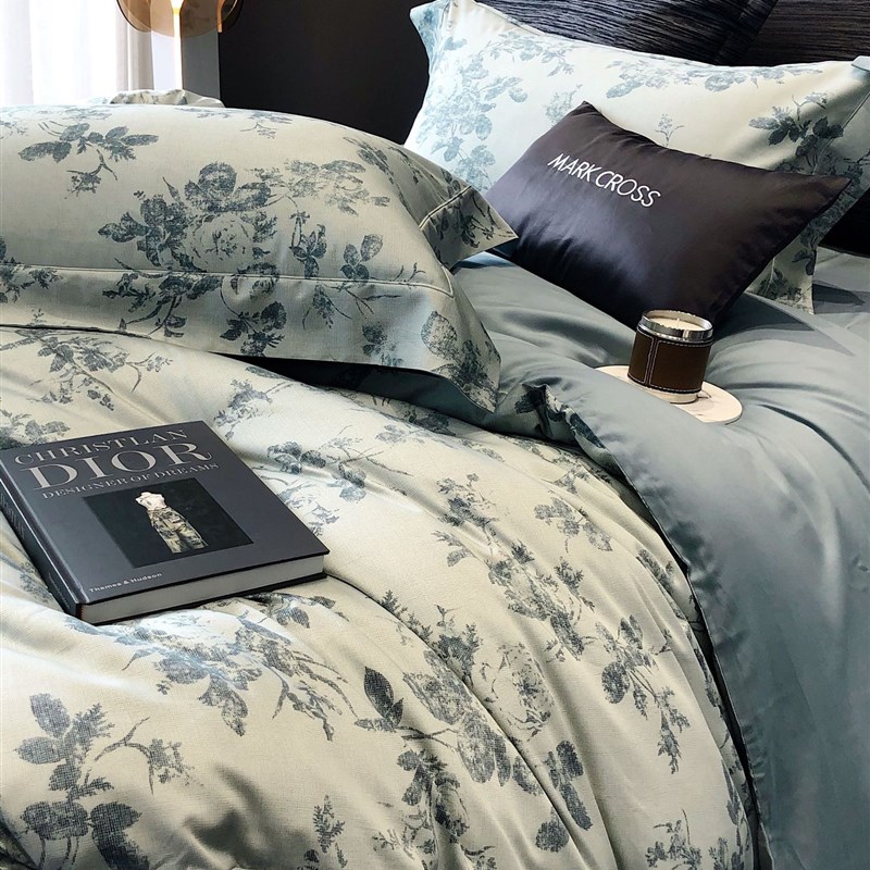 高档轻奢美式奶丝磨毛床单四件套印花卉被套100加厚秋冬床上用品4