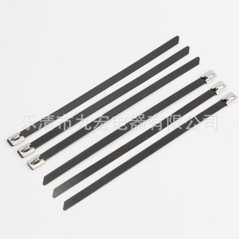 8mm系列宽度316喷塑不锈钢电缆扎带 PVC喷漆金属扎带 厂家供应