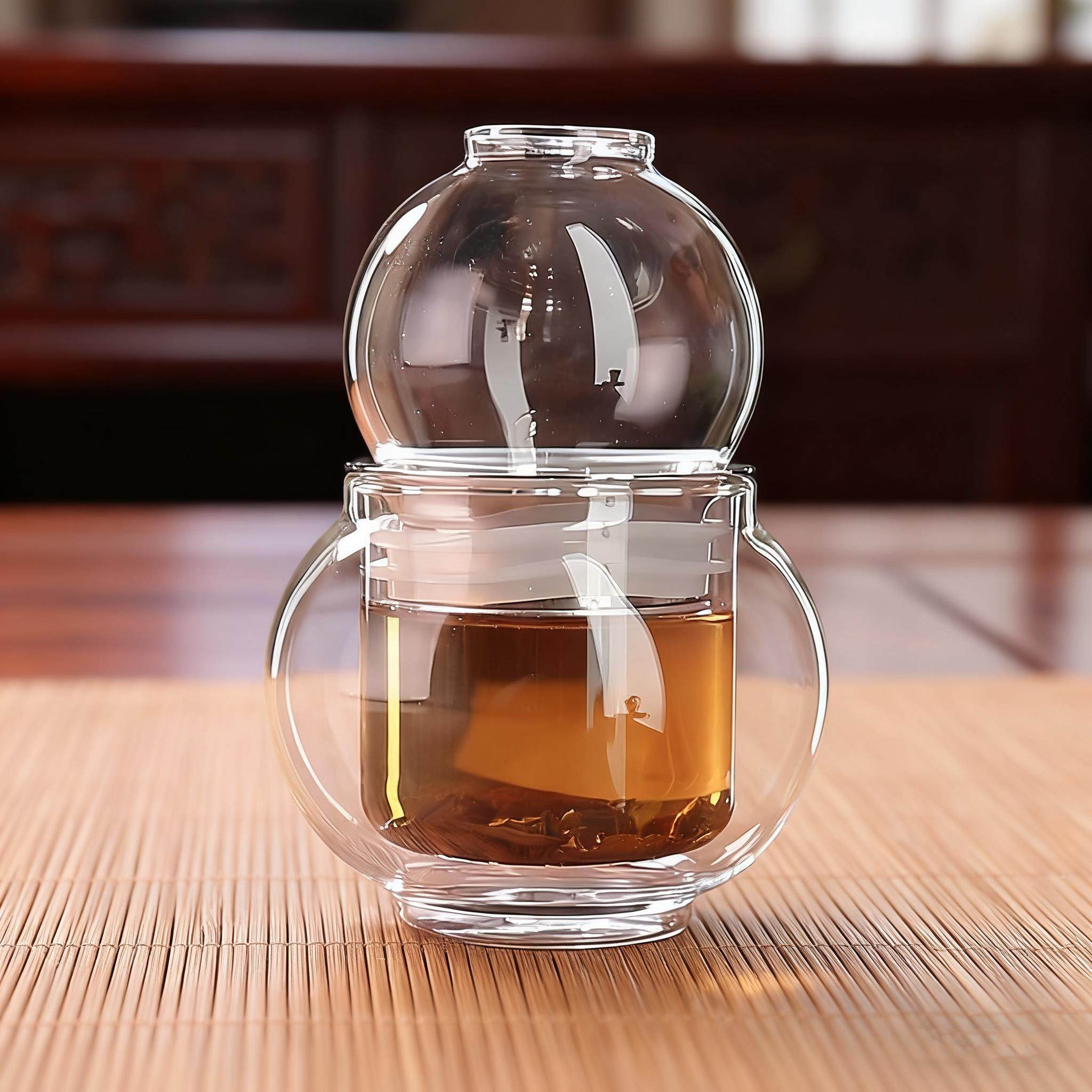 新款高硼硅轻奢玻璃茶壶双层过滤泡茶壶高档家用办公室茶具套装