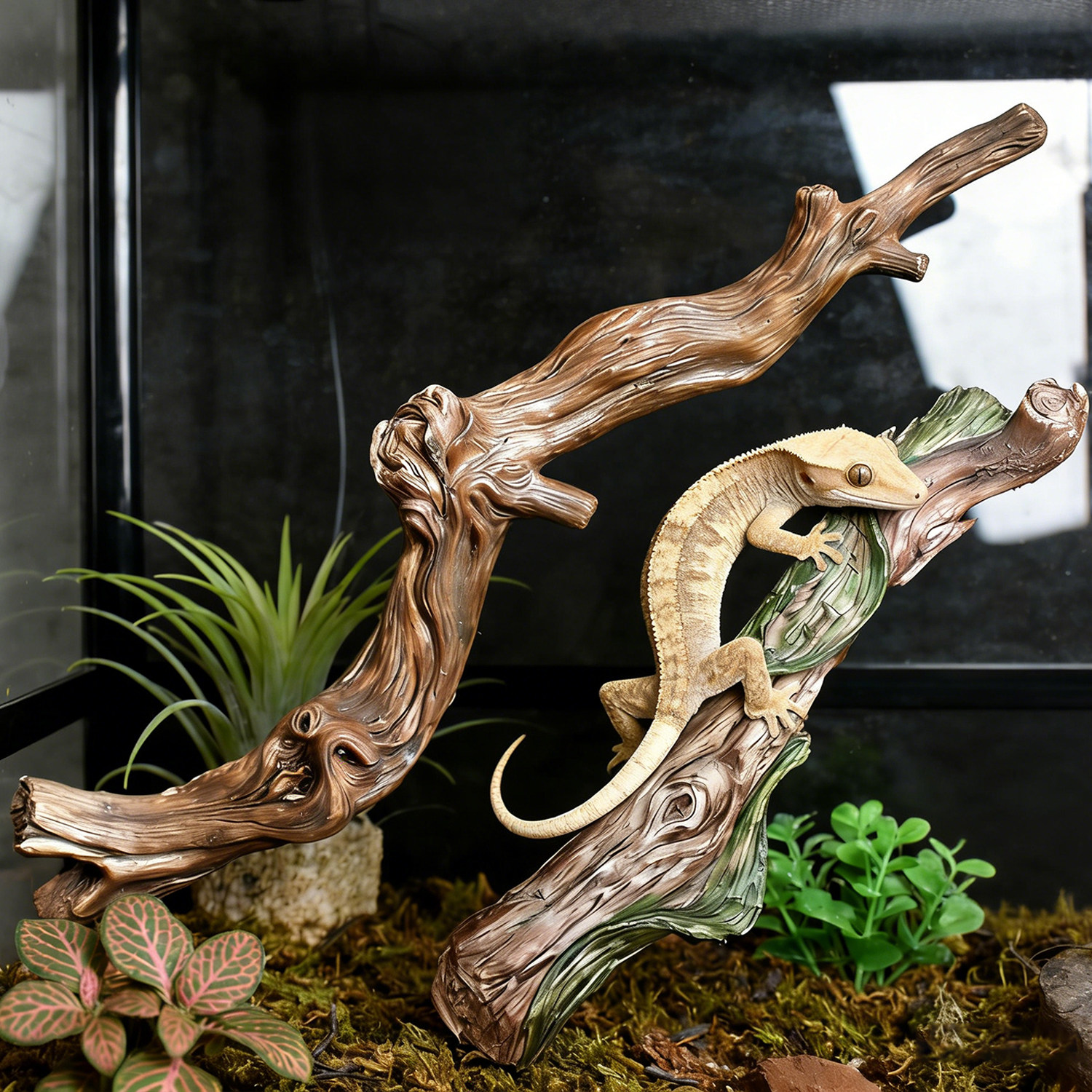 爬宠躲避屋树脂树枝条乌龟睫角窝