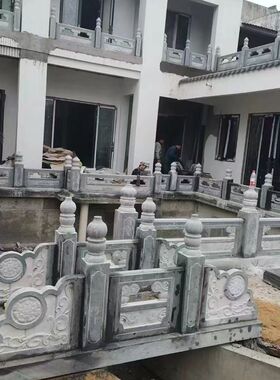 石雕栏板汉白玉栏杆升旗台学校青石旗台围栏柱河道桥青石浮雕