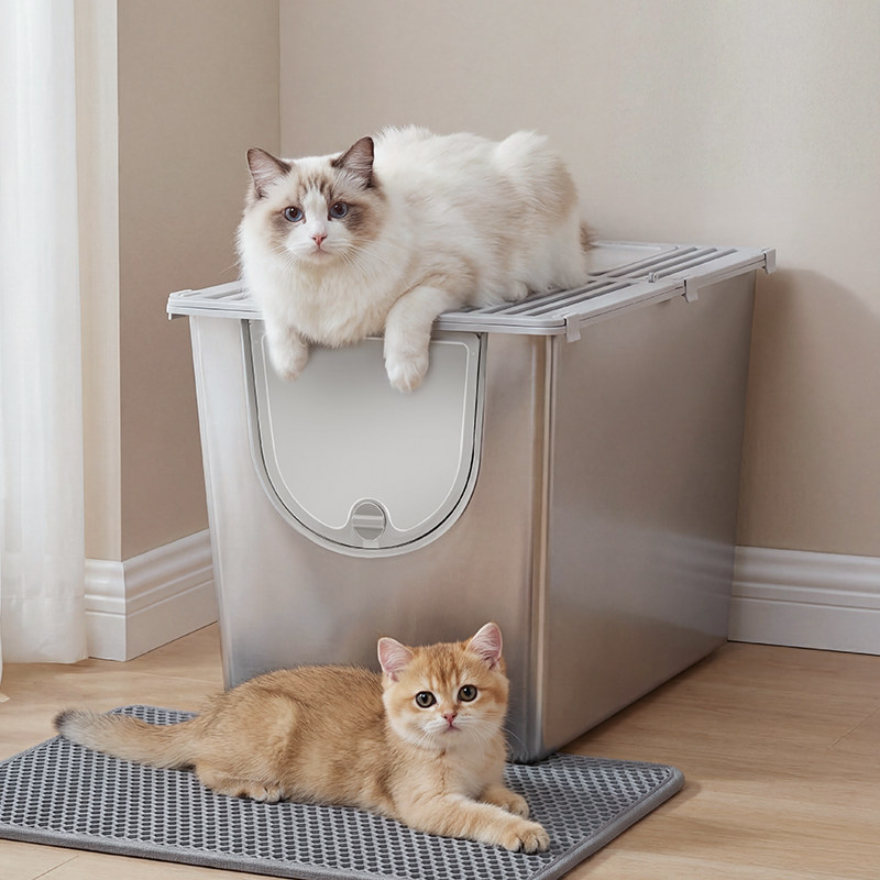 一体式不锈钢猫砂盆超大号猫厕所