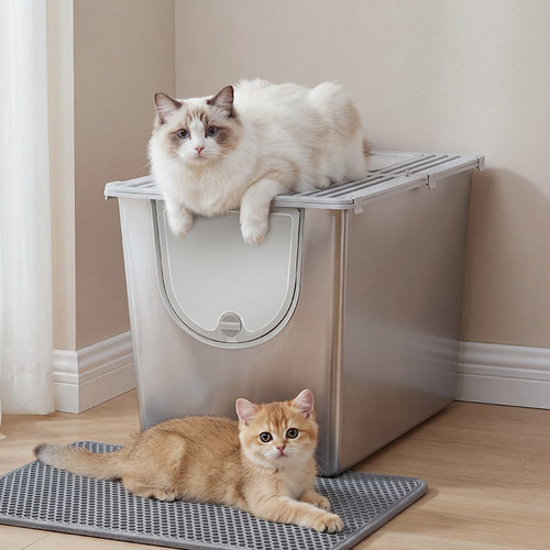 一体式不锈钢猫砂盆超大号猫厕所