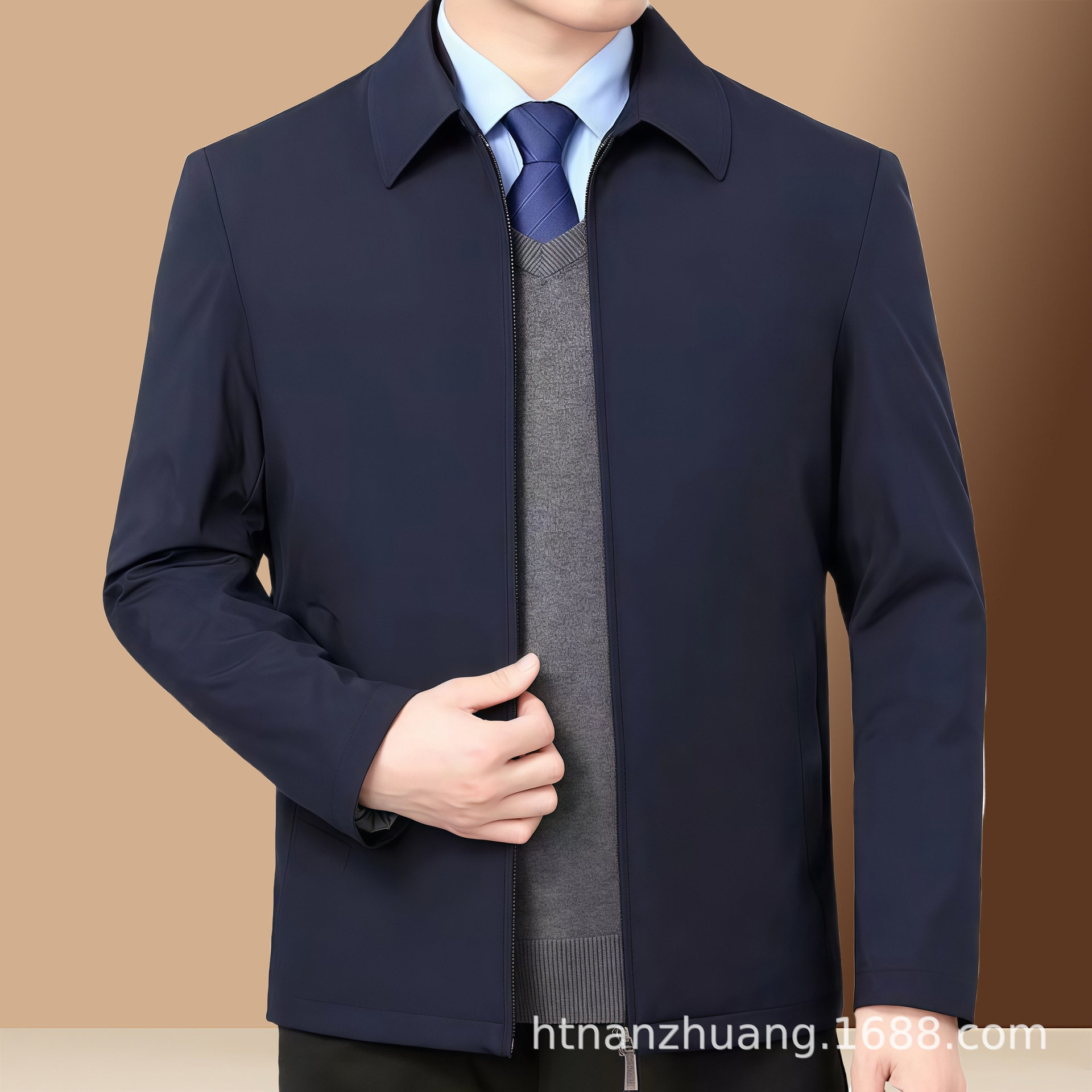 工厂直秋夹克休闲外套冬季棉服春装中老年夹克爸爸外套男上衣