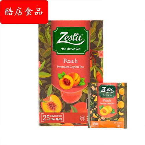 滋达Zesta赞世塔 优选水果蜜桃味锡兰红茶25小包独立装易泡袋泡茶
