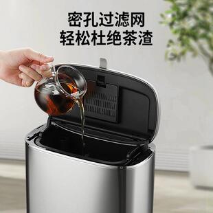 茶水桶茶渣桶废水桶高端茶台排水桶干湿分离茶渣过滤不锈钢垃圾桶